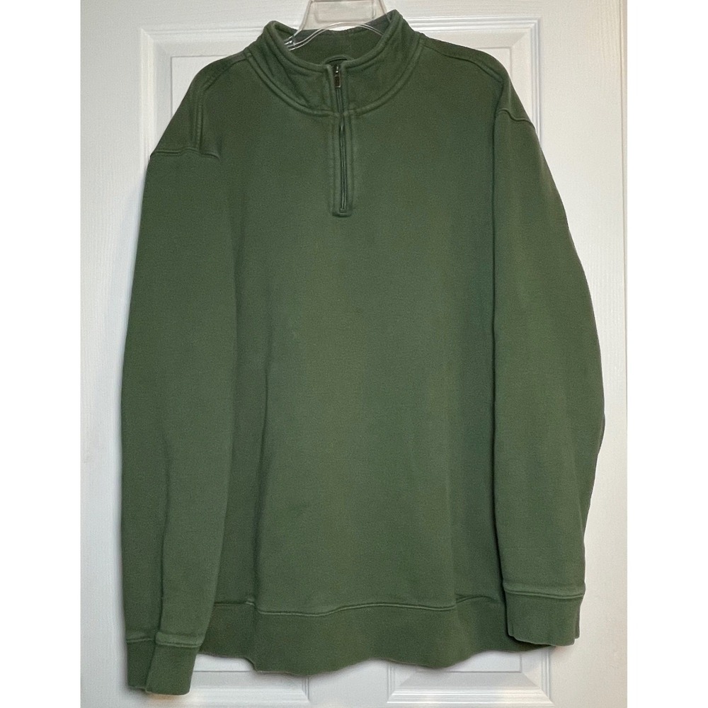 L.L.Bean‎ Mens Traditional Fit Quarter Zip Pullover Sweatshirt XXL Tall Green